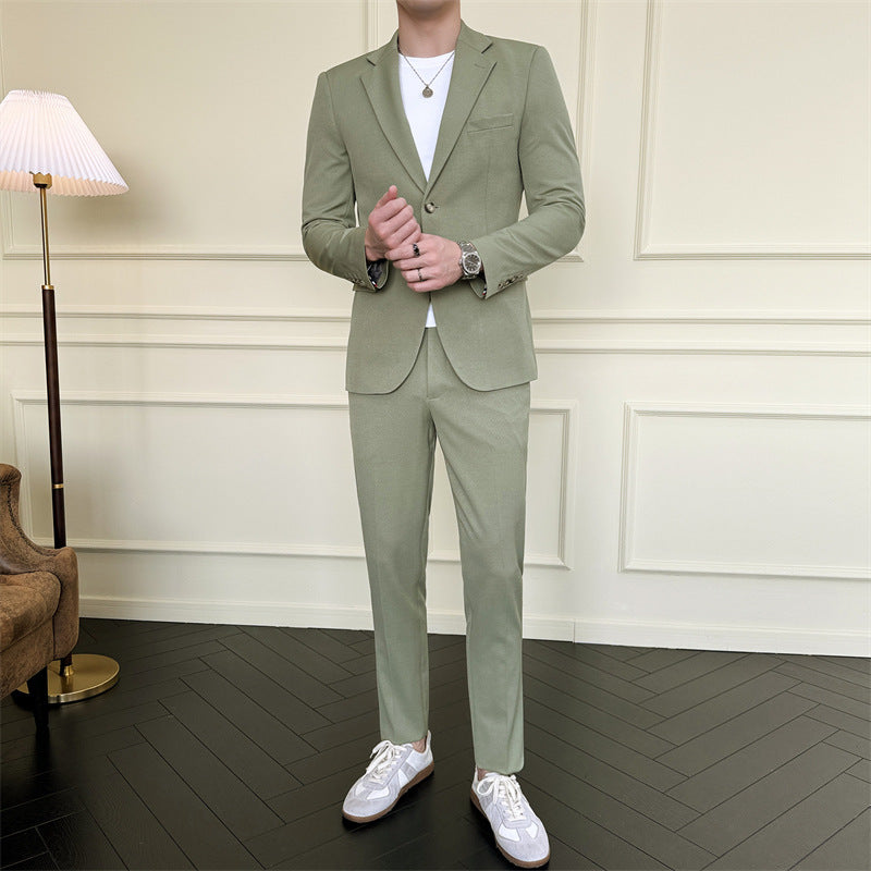 Men's Slim-fit Casual Semi-formal Suit Two-piece Set