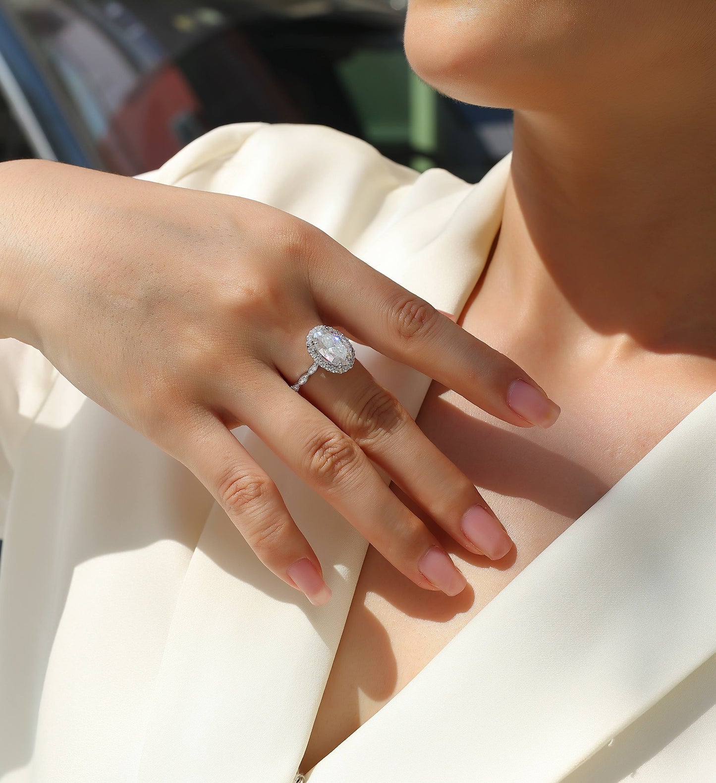 1Bright Moon - A Fashionable Diamond Jewelry Piece Set With Moissanite S925 Sterling Silver And Platinum-plated Diamond Ring Prohibit TikTok sales