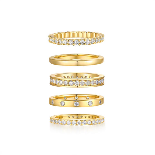 Golden Star - A Diamond Wedding Ring Set With Top-quality Moissanite S925 Silver And Gold-plated. The Gold Color Of The Ring Can Be Tested With A Diamond Pen