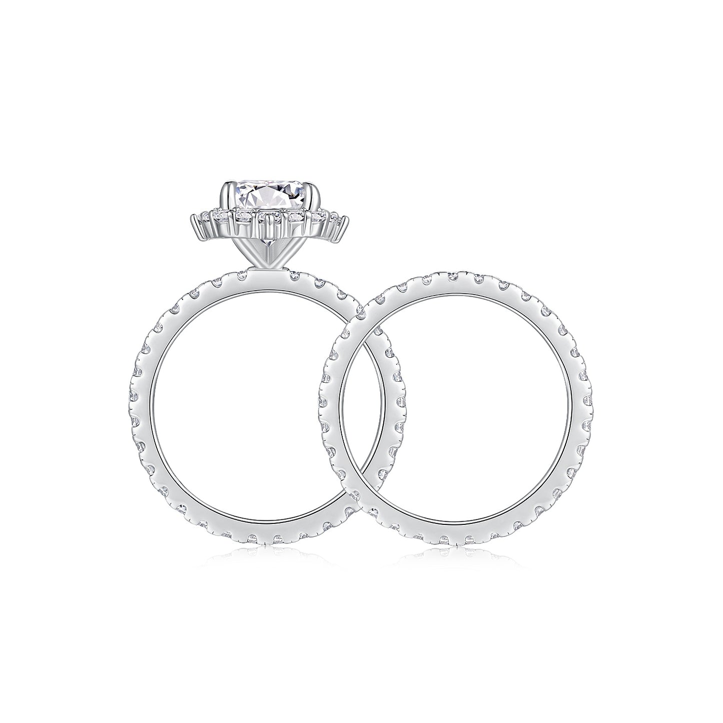 Octagonal Moissanite Double Rings Set With Top-quality Moissanite Luxury, Fashionable And Light Luxury Jewelry Silver Ring S925 Silver Plating Platinum