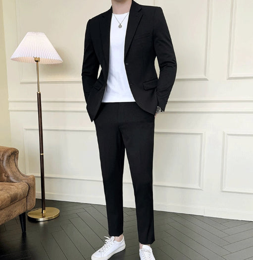 Men's Slim-fit Casual Semi-formal Suit Two-piece Set