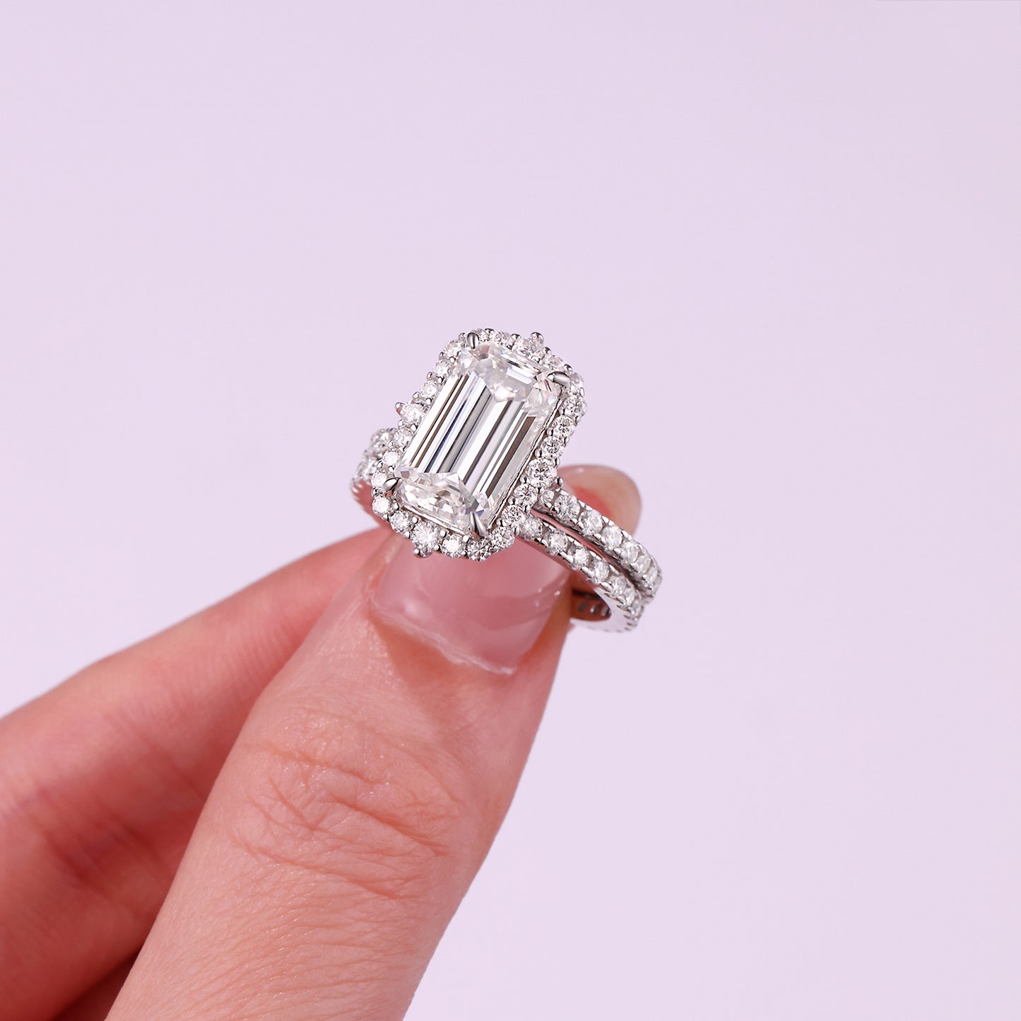 Octagonal Moissanite Double Rings Set With Top-quality Moissanite Luxury, Fashionable And Light Luxury Jewelry Silver Ring S925 Silver Plating Platinum