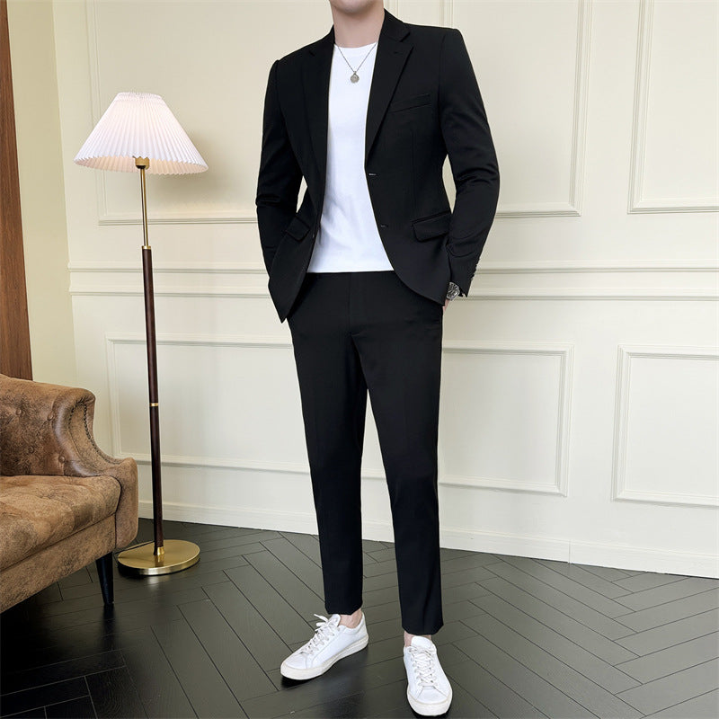 Men's Slim-fit Casual Semi-formal Suit Two-piece Set
