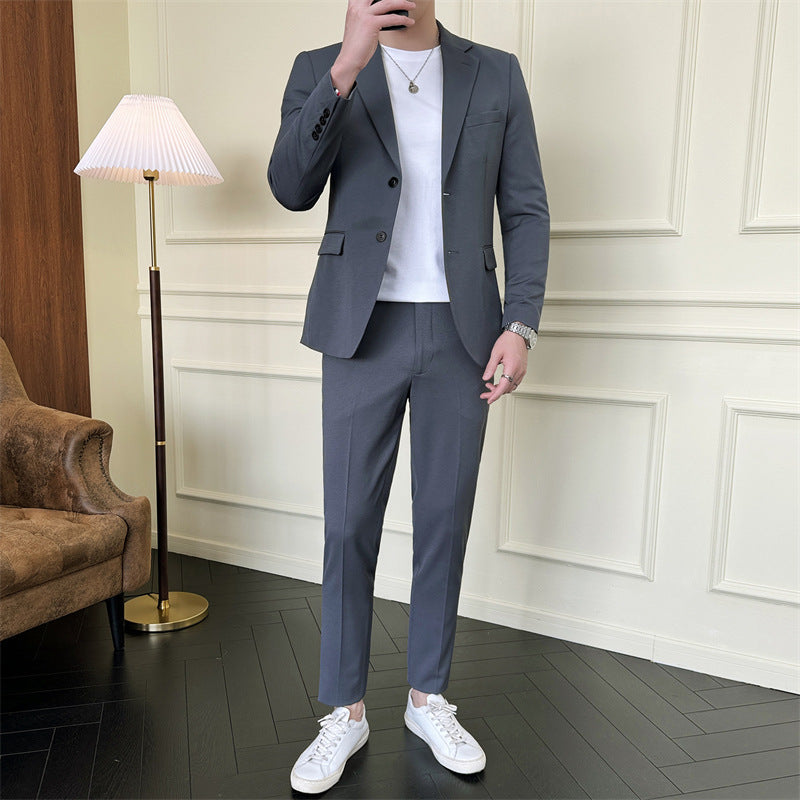 Men's Slim-fit Casual Semi-formal Suit Two-piece Set