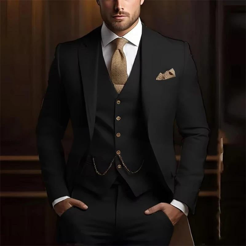 Men's High-grade Gentleman Temperament Slim Suit Three-piece Suit