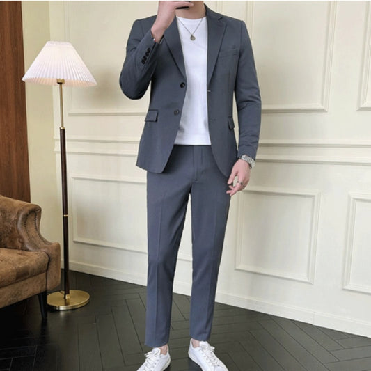 Men's Slim-fit Casual Semi-formal Suit Two-piece Set