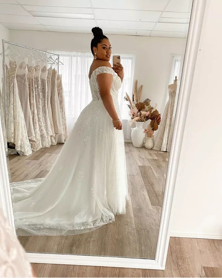 Wedding Dress Plus Size A-Line Off The Shoulder