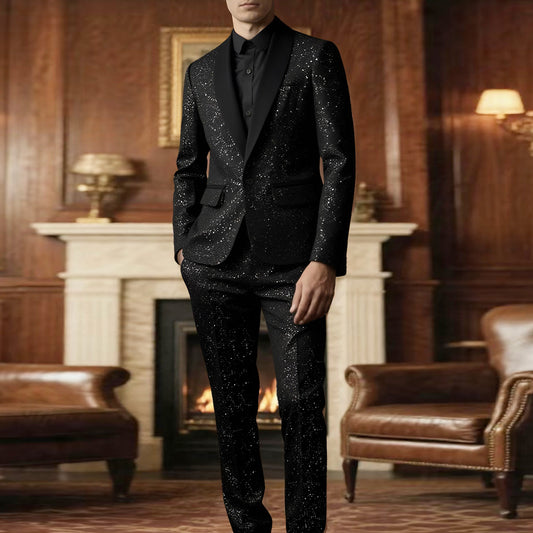 Mens Shiny Suit Jacket And Pants Set