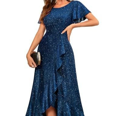 Dress With A High Slit And Sleeves