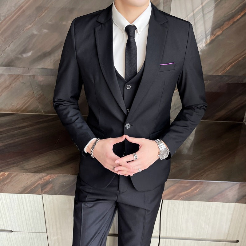 Mens Casual British-Style Slim-Fit Suit Set