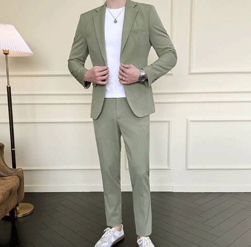 Men's Slim-fit Casual Semi-formal Suit Two-piece Set