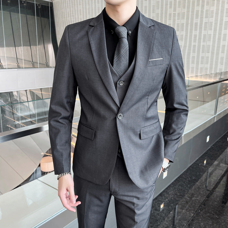 Mens Casual British-Style Slim-Fit Suit Set